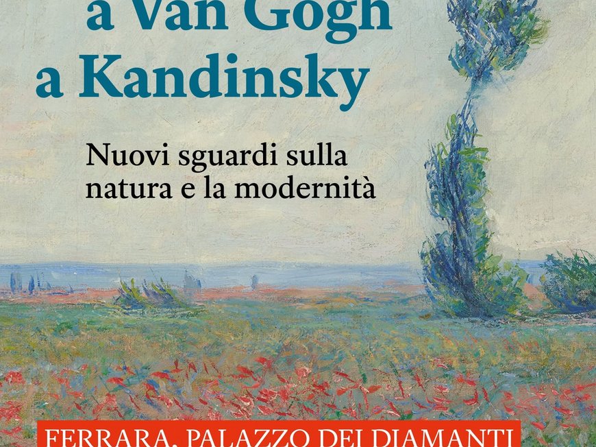 Thermalhotel in Montegrotto Terme: Veranstaltungen Plakat für Kunstausstellung mit Landschaft und Text zu Monet, Van Gogh und Kandinsky