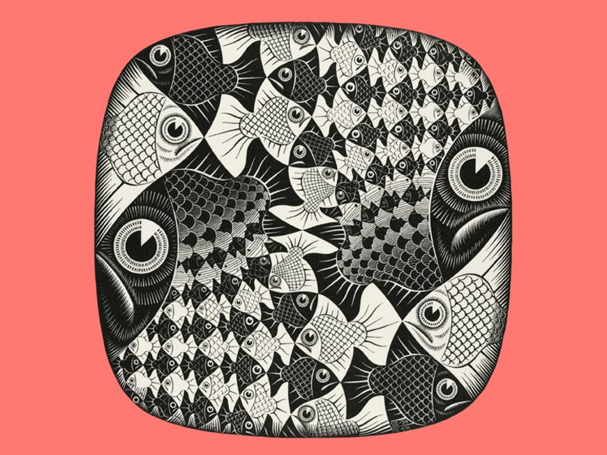 Albergo termale a Montegrotto Terme: eventi Illustrazione ottica con pesci bianchi e neri che si trasformano in altri pesci