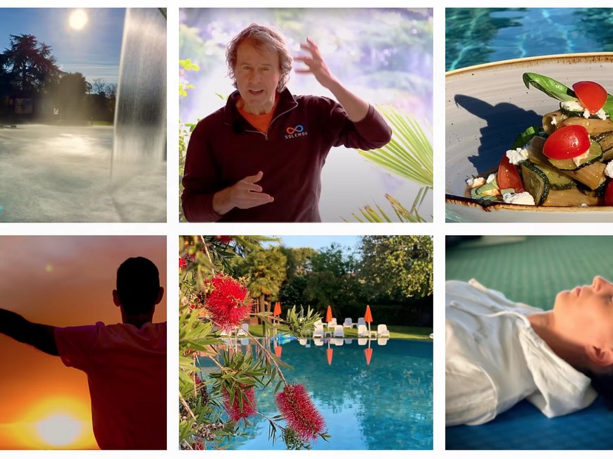 Workshops, Seminare, Wellness nahe Abano Terme Collage mit Bildern von Entspannung, Natur, Essen und Meditation