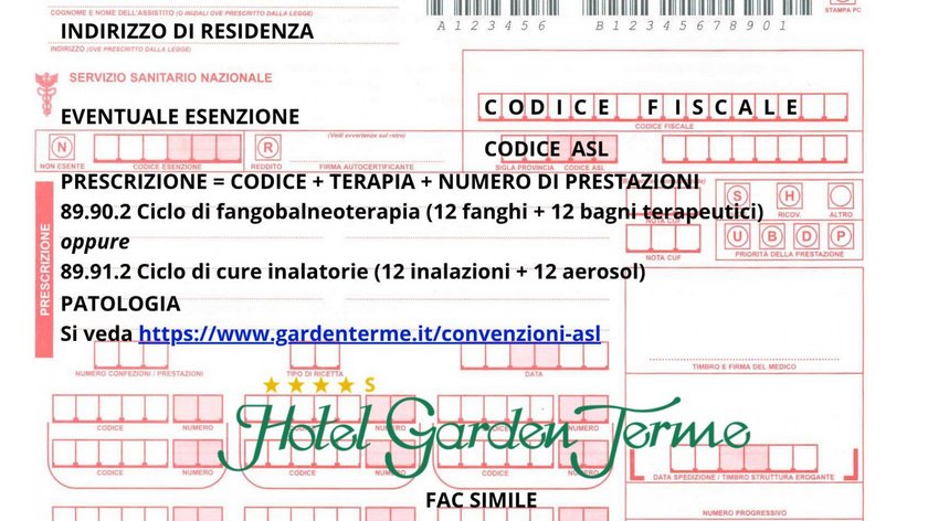 Cure termali con fanghi per artrosi: convenzioni ASL Modulo di prescrizione sanitaria con codice fiscale e dettagli terapie termali